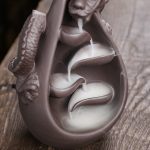 Antique Handmade Purple Clay Cascading Dragon Backflow Incense Fountain Burner - 图片 4