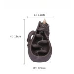 Antique Handmade Purple Clay Cascading Dragon Backflow Incense Fountain Burner - 图片 5