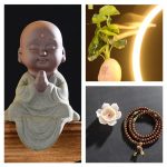 Antique Porcelain Little Laugh Buddha and White Lotus Waterfall Backflow Incense Burner With LED Light - 图片 4